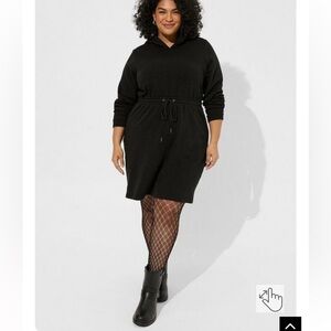 NWT Torrid Mini Fleece Hoodie Sweatshirt Dress Black